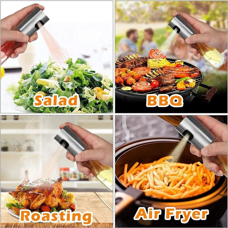 Household Oil Spray Bottle – Transparent Glass Olive Oil Sprayer, Portable BBQ Oil Control Dispenser 