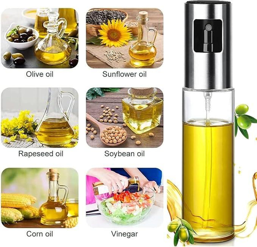 Household Oil Spray Bottle – Transparent Glass Olive Oil Sprayer, Portable BBQ Oil Control Dispenser 